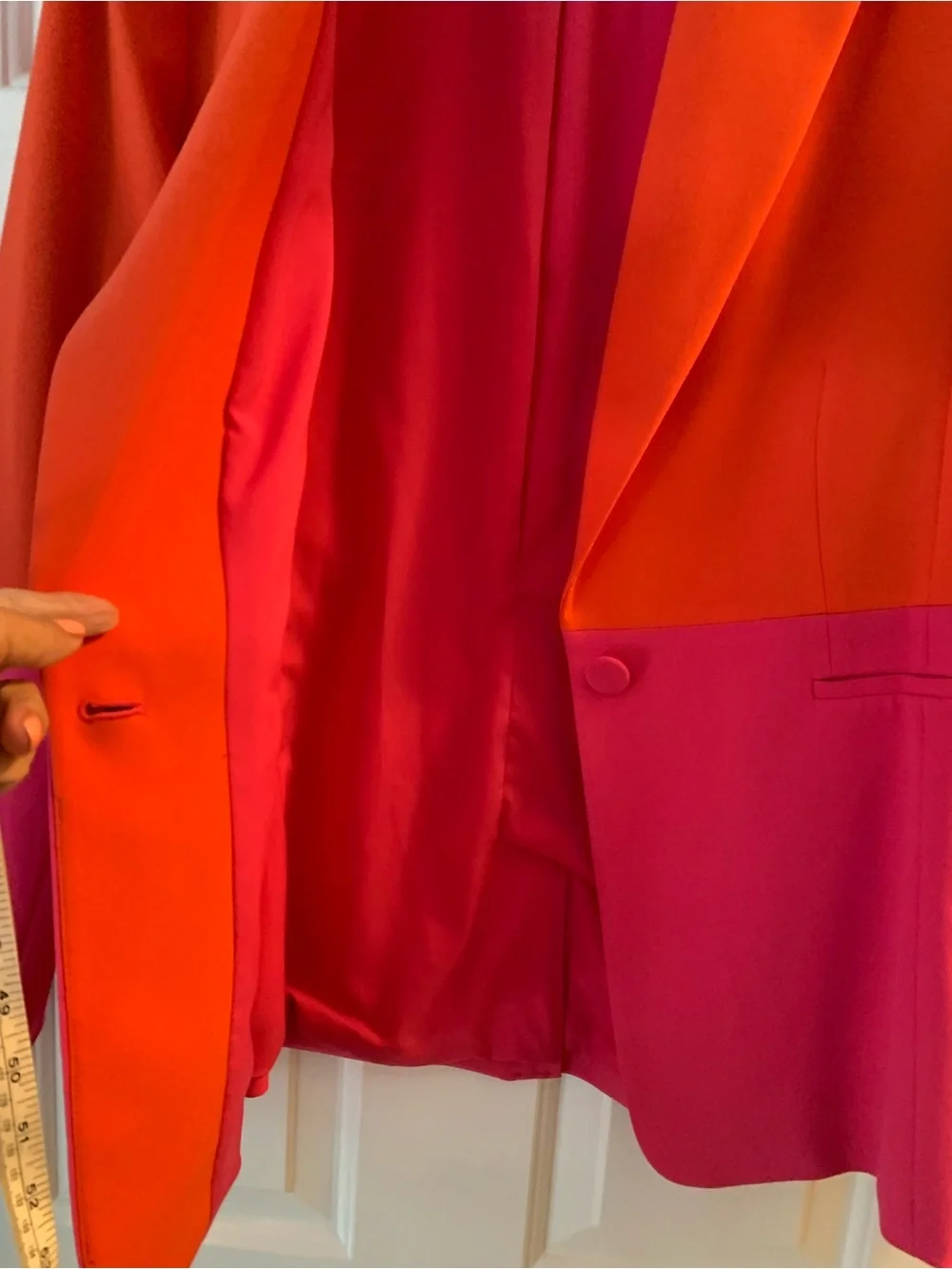 Tahari ASL Orange and Pink Colorblock Blazer - Picture 4 of 5